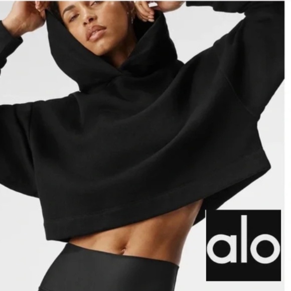 ALO Yoga Tops - ALO yoga black crop hoodie, S,  GL1323